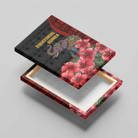 Equatorial Guinea Elephant Canvas Wall Art with Hibiscus Flowers and Tribal Patterns
