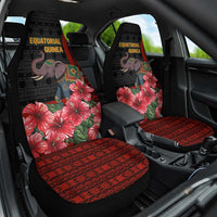 Equatorial Guinea Elephant Car Seat Cover with Hibiscus Flowers and Tribal Patterns
