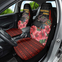 Equatorial Guinea Elephant Car Seat Cover with Hibiscus Flowers and Tribal Patterns
