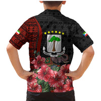 Equatorial Guinea Elephant Family Matching Mermaid Dress and Hawaiian Shirt with Hibiscus Flowers and Tribal Patterns