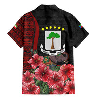 Equatorial Guinea Elephant Family Matching Mermaid Dress and Hawaiian Shirt with Hibiscus Flowers and Tribal Patterns