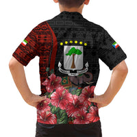 Equatorial Guinea Elephant Family Matching Summer Maxi Dress and Hawaiian Shirt with Hibiscus Flowers and Tribal Patterns