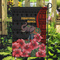 Equatorial Guinea Elephant Garden Flag with Hibiscus Flowers and Tribal Patterns