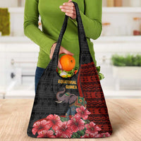 Equatorial Guinea Elephant Grocery Bag with Hibiscus Flowers and Tribal Patterns