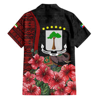 Equatorial Guinea Elephant Hawaiian Shirt with Hibiscus Flowers and Tribal Patterns