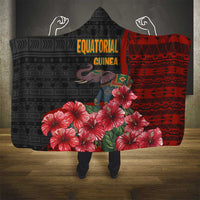 Equatorial Guinea Elephant Hooded Blanket with Hibiscus Flowers and Tribal Patterns