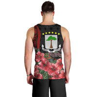 Equatorial Guinea Elephant Men Tank Top with Hibiscus Flowers and Tribal Patterns