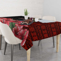 Equatorial Guinea Elephant Tablecloth with Hibiscus Flowers and Tribal Patterns