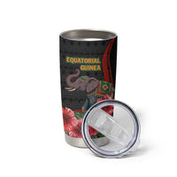 Equatorial Guinea Elephant Tumbler Cup with Hibiscus Flowers and Tribal Patterns