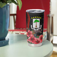 Equatorial Guinea Elephant Tumbler Cup with Hibiscus Flowers and Tribal Patterns