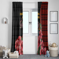 Equatorial Guinea Elephant Window Curtain with Hibiscus Flowers and Tribal Patterns