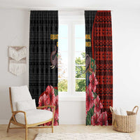 Equatorial Guinea Elephant Window Curtain with Hibiscus Flowers and Tribal Patterns