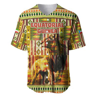 Equatorial Guinea Baseball Jersey with Lion Print and Traditional African Kente Patterns