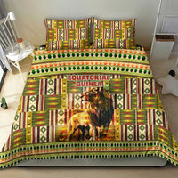 Equatorial Guinea Bedding Set with Lion Print and Traditional African Kente Patterns
