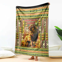 Equatorial Guinea Blanket with Lion Print and Traditional African Kente Patterns