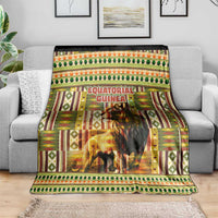 Equatorial Guinea Blanket with Lion Print and Traditional African Kente Patterns