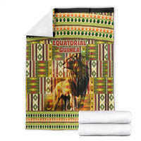 Equatorial Guinea Blanket with Lion Print and Traditional African Kente Patterns