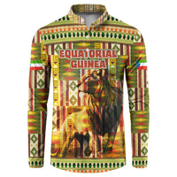 Equatorial Guinea Button Sweatshirt with Lion Print and Traditional African Kente Patterns