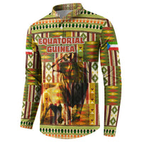 Equatorial Guinea Button Sweatshirt with Lion Print and Traditional African Kente Patterns