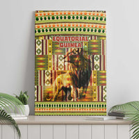 Equatorial Guinea Canvas Wall Art with Lion Print and Traditional African Kente Patterns