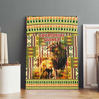Equatorial Guinea Canvas Wall Art with Lion Print and Traditional African Kente Patterns