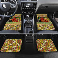 Equatorial Guinea Car Mats with Lion Print and Traditional African Kente Patterns