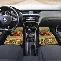 Equatorial Guinea Car Mats with Lion Print and Traditional African Kente Patterns