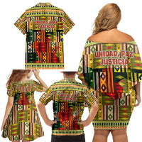 Equatorial Guinea Family Matching Off Shoulder Short Dress and Hawaiian Shirt with Lion Print and Traditional African Kente Patterns