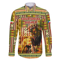 Equatorial Guinea Family Matching Summer Maxi Dress and Hawaiian Shirt with Lion Print and Traditional African Kente Patterns