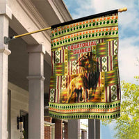 Equatorial Guinea Garden Flag with Lion Print and Traditional African Kente Patterns
