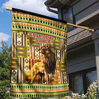 Equatorial Guinea Garden Flag with Lion Print and Traditional African Kente Patterns