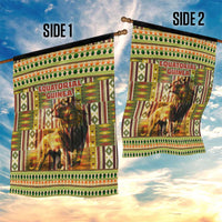 Equatorial Guinea Garden Flag with Lion Print and Traditional African Kente Patterns