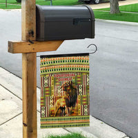 Equatorial Guinea Garden Flag with Lion Print and Traditional African Kente Patterns