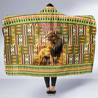Equatorial Guinea Hooded Blanket with Lion Print and Traditional African Kente Patterns