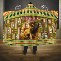 Equatorial Guinea Hooded Blanket with Lion Print and Traditional African Kente Patterns