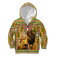 Equatorial Guinea Kid Hoodie with Lion Print and Traditional African Kente Patterns