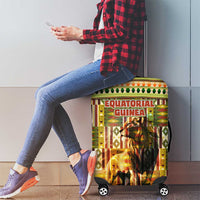 Equatorial Guinea Luggage Cover with Lion Print and Traditional African Kente Patterns