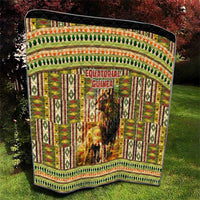 Equatorial Guinea Quilt with Lion Print and Traditional African Kente Patterns