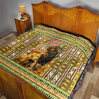 Equatorial Guinea Quilt with Lion Print and Traditional African Kente Patterns