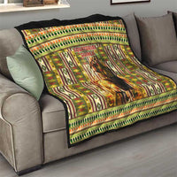 Equatorial Guinea Quilt with Lion Print and Traditional African Kente Patterns