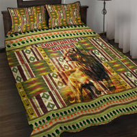 Equatorial Guinea Quilt Bed Set with Lion Print and Traditional African Kente Patterns