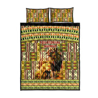 Equatorial Guinea Quilt Bed Set with Lion Print and Traditional African Kente Patterns