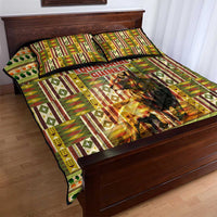 Equatorial Guinea Quilt Bed Set with Lion Print and Traditional African Kente Patterns