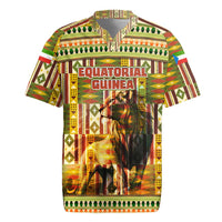 Equatorial Guinea Rugby Jersey with Lion Print and Traditional African Kente Patterns