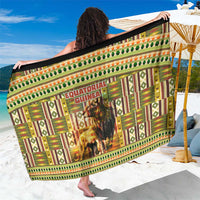 Equatorial Guinea Sarong with Lion Print and Traditional African Kente Patterns