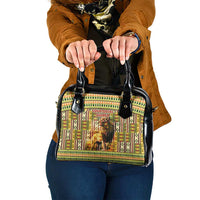 Equatorial Guinea Shoulder Handbag with Lion Print and Traditional African Kente Patterns