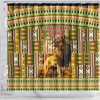 Equatorial Guinea Shower Curtain with Lion Print and Traditional African Kente Patterns