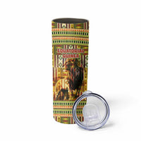 Equatorial Guinea Skinny Tumbler with Lion Print and Traditional African Kente Patterns