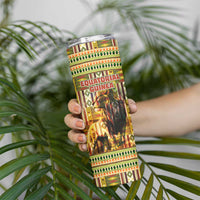Equatorial Guinea Skinny Tumbler with Lion Print and Traditional African Kente Patterns