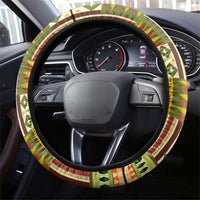 Equatorial Guinea Steering Wheel Cover with Lion Print and Traditional African Kente Patterns